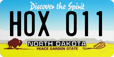 ND license plate HOX011