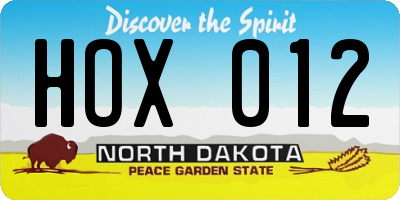 ND license plate HOX012