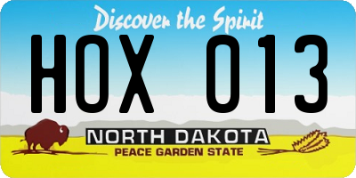 ND license plate HOX013