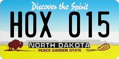 ND license plate HOX015