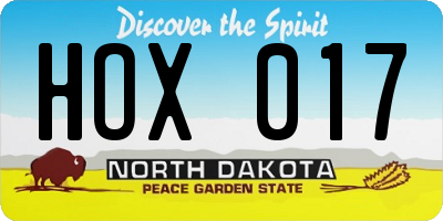 ND license plate HOX017