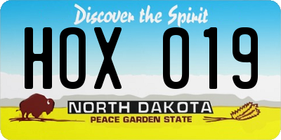 ND license plate HOX019
