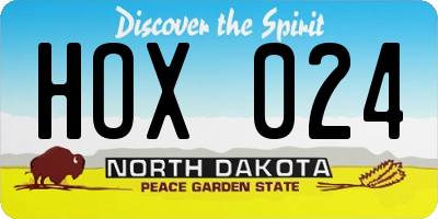 ND license plate HOX024