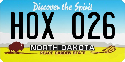 ND license plate HOX026