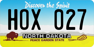 ND license plate HOX027