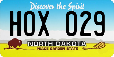 ND license plate HOX029