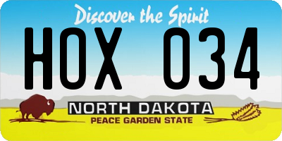 ND license plate HOX034