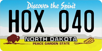 ND license plate HOX040