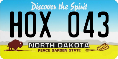 ND license plate HOX043