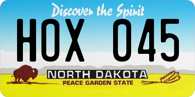 ND license plate HOX045