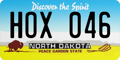 ND license plate HOX046