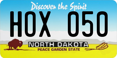 ND license plate HOX050