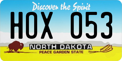 ND license plate HOX053