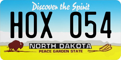 ND license plate HOX054