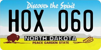 ND license plate HOX060