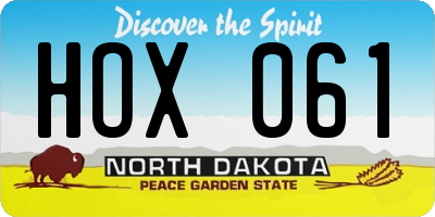 ND license plate HOX061