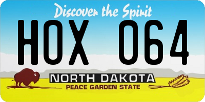 ND license plate HOX064