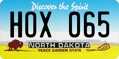 ND license plate HOX065