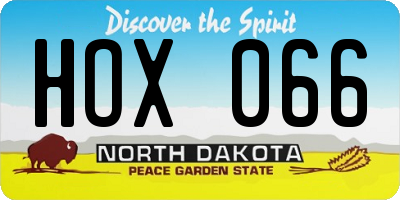 ND license plate HOX066