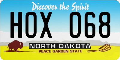 ND license plate HOX068