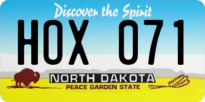 ND license plate HOX071
