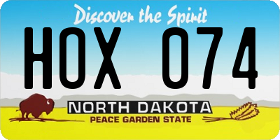 ND license plate HOX074
