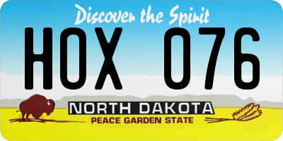 ND license plate HOX076