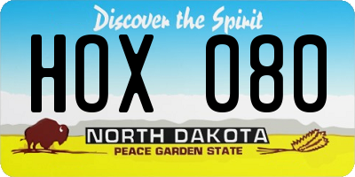 ND license plate HOX080