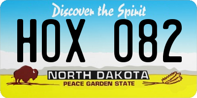 ND license plate HOX082