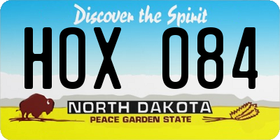 ND license plate HOX084