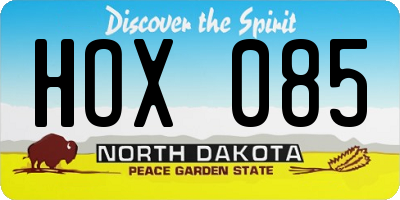 ND license plate HOX085