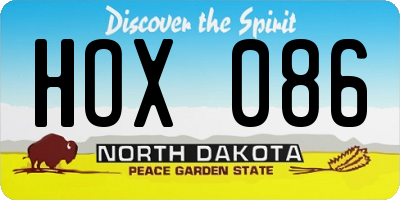 ND license plate HOX086