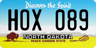 ND license plate HOX089