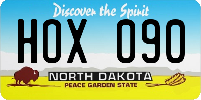 ND license plate HOX090