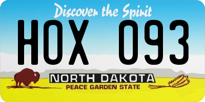 ND license plate HOX093