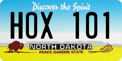 ND license plate HOX101