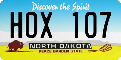 ND license plate HOX107