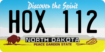 ND license plate HOX112
