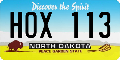 ND license plate HOX113