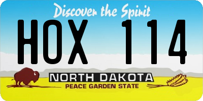 ND license plate HOX114