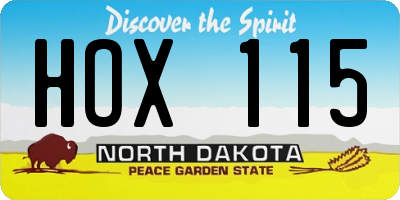ND license plate HOX115