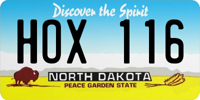 ND license plate HOX116