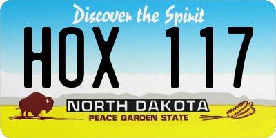 ND license plate HOX117
