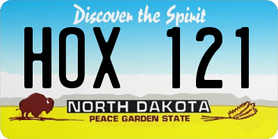 ND license plate HOX121