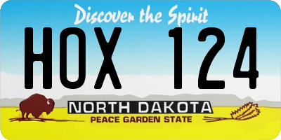 ND license plate HOX124