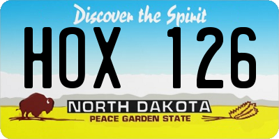 ND license plate HOX126