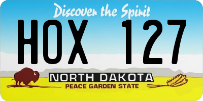 ND license plate HOX127