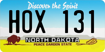 ND license plate HOX131