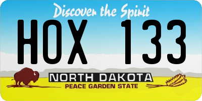 ND license plate HOX133