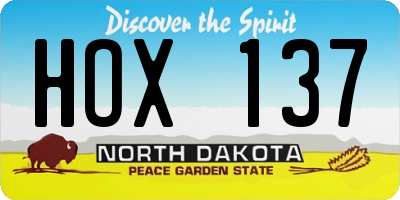 ND license plate HOX137
